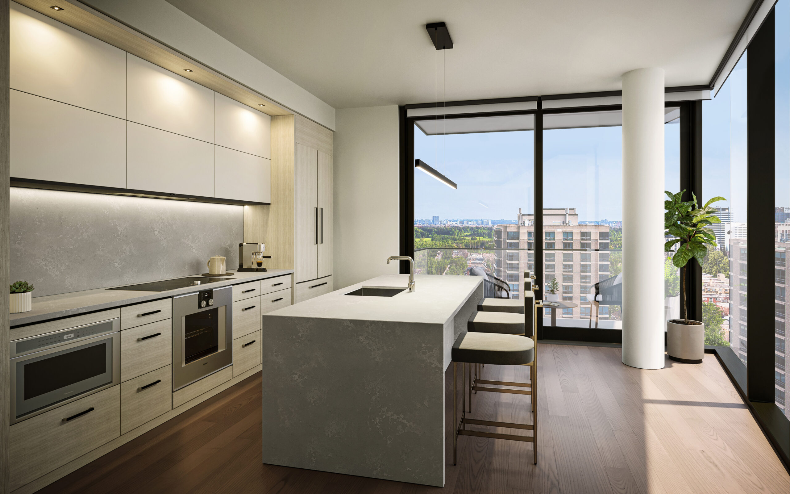 A kitchen in a 2Fifteen suite, Toronto's new luxury apartment building